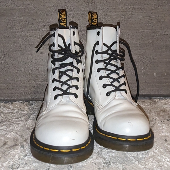 Dr. Martens Shoes - Dr. Martens 1460 White Smooth Leather Women's Lace Up Boots